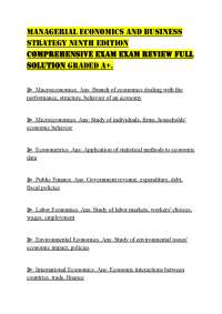 MANAGERIAL ECONOMICS AND BUSINESS STRATEGY NINTH EDITION COMPREHENSIVE EXAM EXAM REVIEW FU