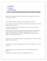 TF-CBT: IN VIVO MASTERY EXAM REVIEW WITH VERIFIED ANSWERS