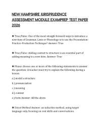 NEW HAMPSHIRE JURISPRUDENCE ASSESSMENT MODULE EXAMPREP TEST PAPER 2026