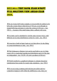 ISYE 6644 TEST BANK EXAM SCRIPT FULL SOLUTION VIEW AHEAD EXAM 2026.