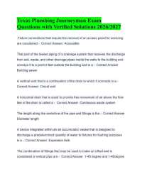 Texas Plumbing Journeyman Exam Questions with Verified Solutions 2026/2027