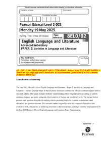 AS LEVEL ENGLISH LANGUAGE AND LITERATURE: Actual May 2025 PAST PAPER 2: Varieties in Lang