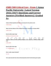 GNRS 588 Critical Care - Exam 1 Azusa Pacific University | Latest Version 2026/2027| Que