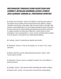 Mathnasium Training Exam: Questions and Detailed Answers