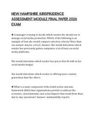 NEW HAMPSHIRE JURISPRUDENCE ASSESSMENT MODULE FINAL PAPER 2026 EXAM