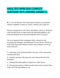 NAVLE TEST PAPER 2026 COMPLETE QUESTIONS WITH ANSWERS GRADED A