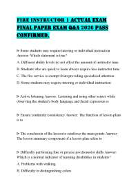 FIRE INSTRUCTOR 1 ACTUAL EXAM FINAL PAPER EXAM Q&A 2026 PASS CONFIRMED.