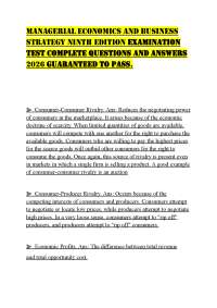MANAGERIAL ECONOMICS AND BUSINESS STRATEGY NINTH EDITION EXAMINATION TEST COMPLETE QUESTIO