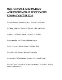 NEW HAMPSHIRE JURISPRUDENCE ASSESSMENT MODULE CERTIFICATION EXAMINATION TEST 2026