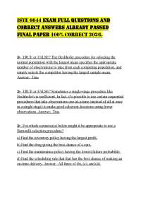 ISYE 6644 EXAM FULL QUESTIONS AND CORRECT ANSWERS ALREADY PASSED FINAL PAPER 100% CORRECT