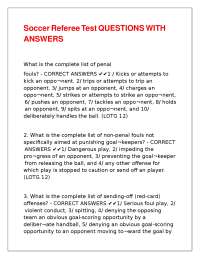 Soccer Referee Test QUESTIONS WITH ANSWERS