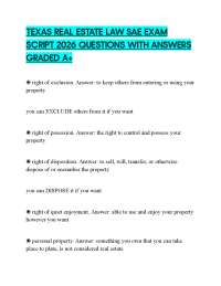 TEXAS REAL ESTATE LAW SAE EXAM SCRIPT 2026 QUESTIONS WITH ANSWERS GRADED A+