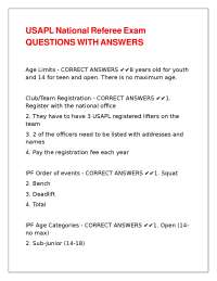 USAPL National Referee Exam QUESTIONS WITH ANSWERS