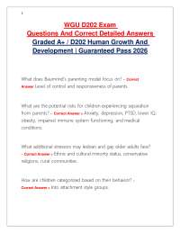 WGU D202 Exam Questions And Correct Detailed Answers / D202 Human Growth And Development