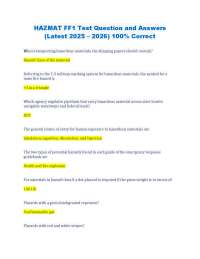 HAZMAT FF1 Test Question and Answers (Latest 2025 – 2026) 100% Correct