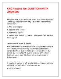 CHC Practice Test QUESTIONS WITH ANSWERS