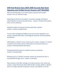 EHR Final Review Exam 2025–2026 (HIPAA) Questions and Verified Correct Answers