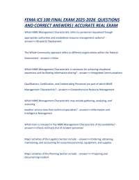 FEMA ICS 100 FINAL EXAM 2025-2026 QUESTIONS AND CORRECT ANSWERS| ACCURATE REAL EXAM