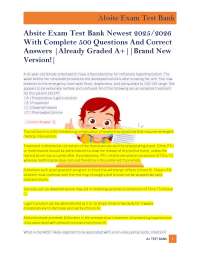 Absite Exam Test Bank Newest 2025/2026 With Complete 500 Questions And Correct Answers