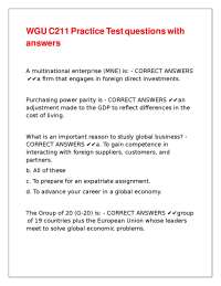 Global Business Practice Test Questions and Answers