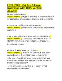LEGL 2700 UGA Test 3: Intellectual Property, Patents, Trademarks, and Organizations