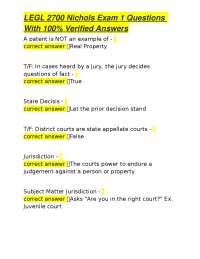 LEGL 2700 Exam 1: Questions and Verified Answers for Legal Studies