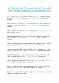 AP Calculus AB Theorems: Comprehensive Review with Verified Answers