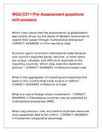 Economics Pre-Assessment Questions and Answers