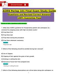 AORN Periop 101 Final Exam Study Guide: Questions and Answers