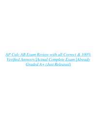 AP Calc AB Exam Review with all Correct & 100% Verified Answers |Actual Complete Exam |Alr