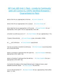 AP Calculus AB Unit 1 Test: Limits and Continuity Q&A