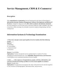 Information Systems, CRM & E-Commerce Examination: Practice Questions and Answers