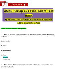 AORN Periop 101 Final Exam: Questions and Answers