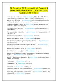 AP Calculus AB Exam: Key Concepts and Verified Answers
