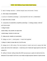 Strategic Management Midterm Exam Study Guide