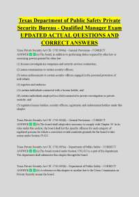 Texas Private Security Bureau - Qualified Manager Exam: Questions and Answers