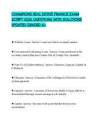 CHAMPIONS REAL ESTATE FINANCE EXAM SCRIPT 2026 QUESTIONS WITH SOLUTIONS UPDATED GRADED A+