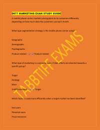 Marketing Exam Study Guide: Questions and Answers