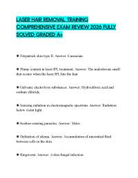 LASER HAIR REMOVAL TRAINING COMPREHENSIVE EXAM REVIEW 2026 FULLY SOLVED GRADED A+