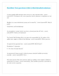 Backflow Prevention Test Questions with Verified Solutions
