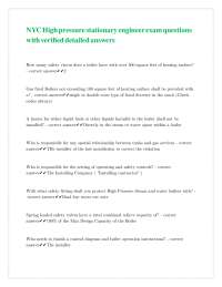 NYC High Pressure Stationary Engineer Exam Questions with Verified Answers