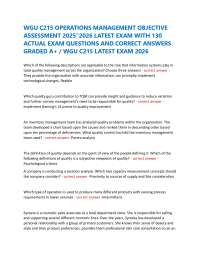 WGU C215 OPERATIONS MANAGEMENT OBJECTIVE ASSESSMENT 2025”2026 LATEST EXAM WITH 130 ACTUAL