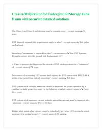Underground Storage Tank (UST) Operator Exam with Solutions