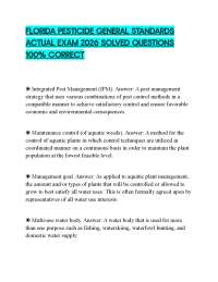 FLORIDA PESTICIDE GENERAL STANDARDS ACTUAL EXAM 2026 SOLVED QUESTIONS 100% CORRECT