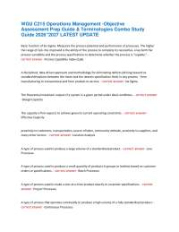 Operations Management Study Guide: Key Concepts & Terminology