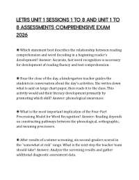 LETRS UNIT 1 SESSIONS 1 TO 8 AND UNIT 1 TO 8 ASSESSMENTS COMPREHENSIVE EXAM 2026