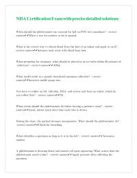 NHA Phlebotomy Certification Exam Q&A with Detailed Solutions