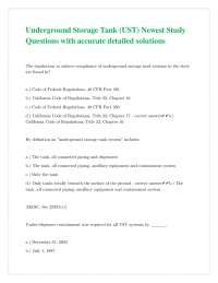 Underground Storage Tank (UST) Study Questions with Solutions