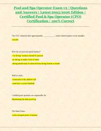 Pool and Spa Operator Exam Questions and Answers 2025/2026