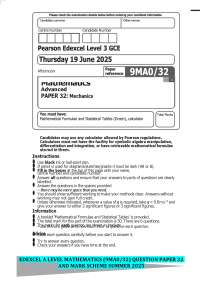 A Level Mathematics Paper 32: Mechanics - Practice Questions